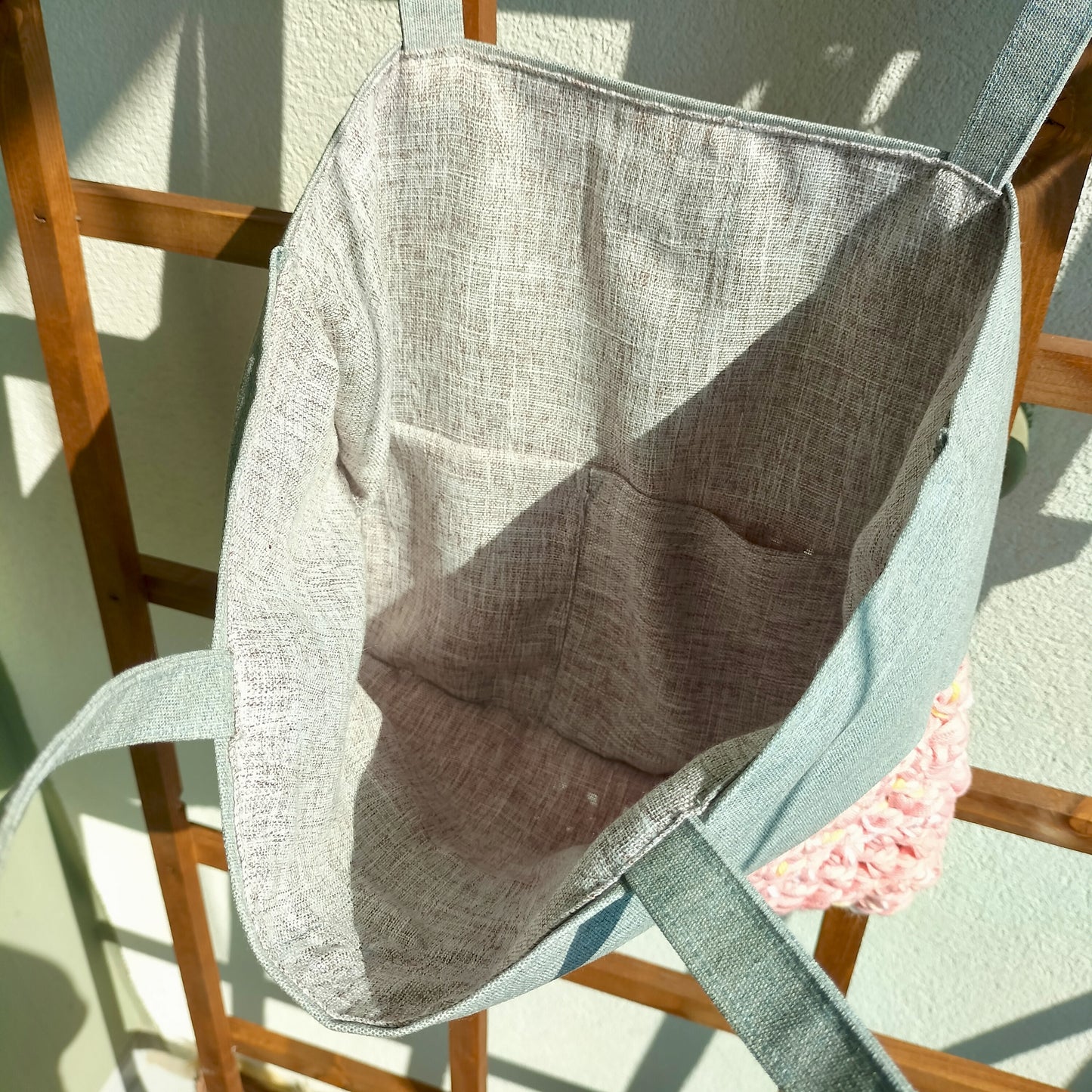 Tote Bag Peach & Gray