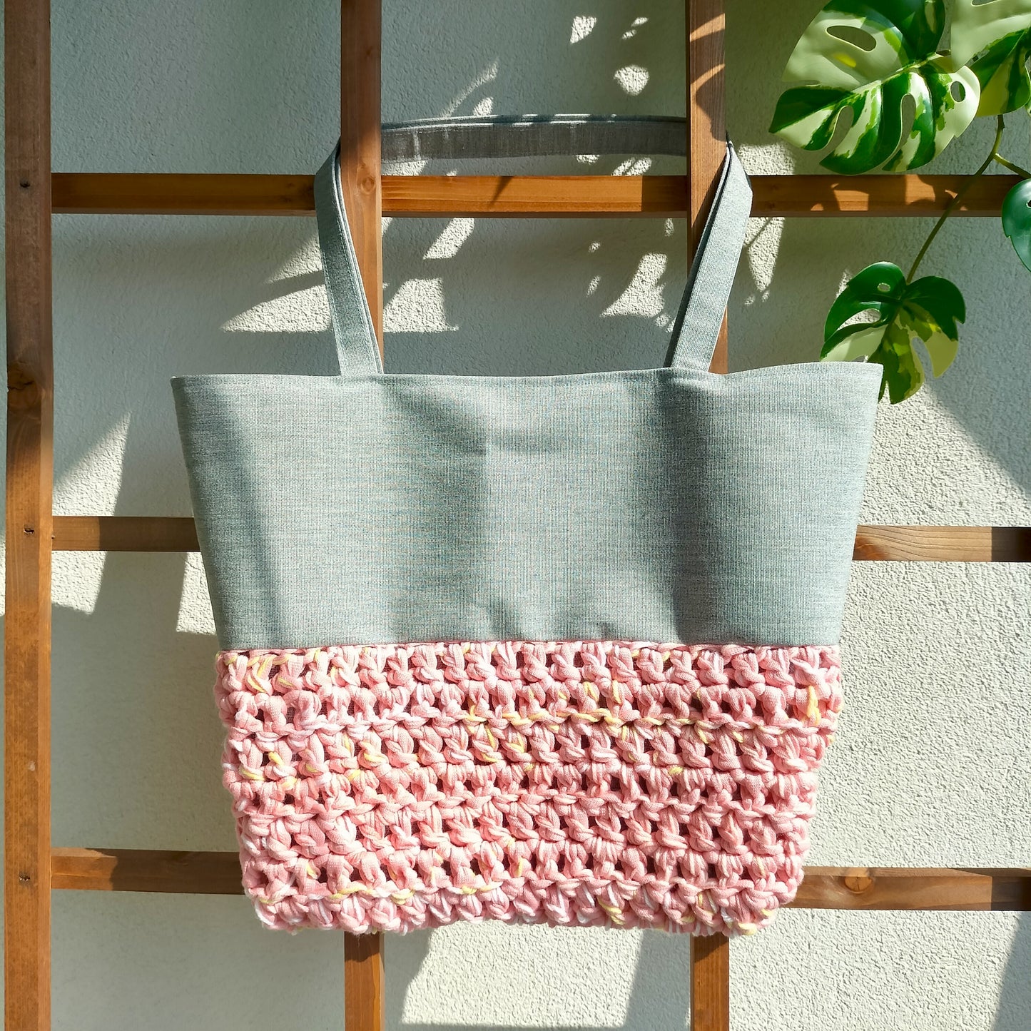 Tote Bag Peach & Gray