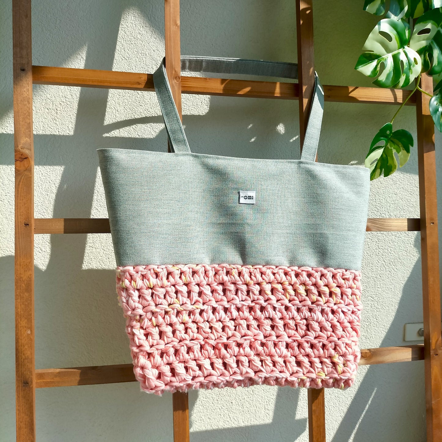 Tote Bag Peach & Gray