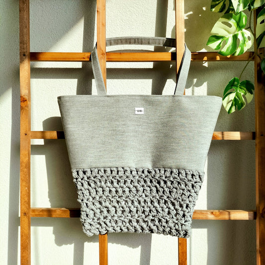 Tote Bag Gray Crochet