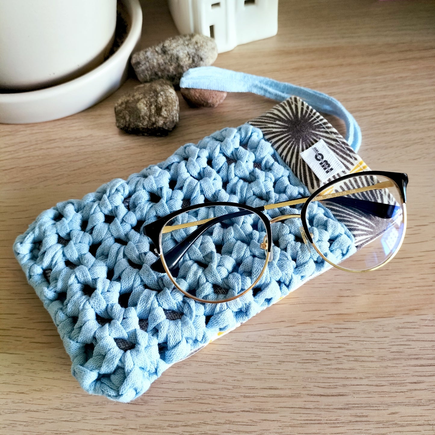 Glasses Cover Sky Blue & Sun Crochet