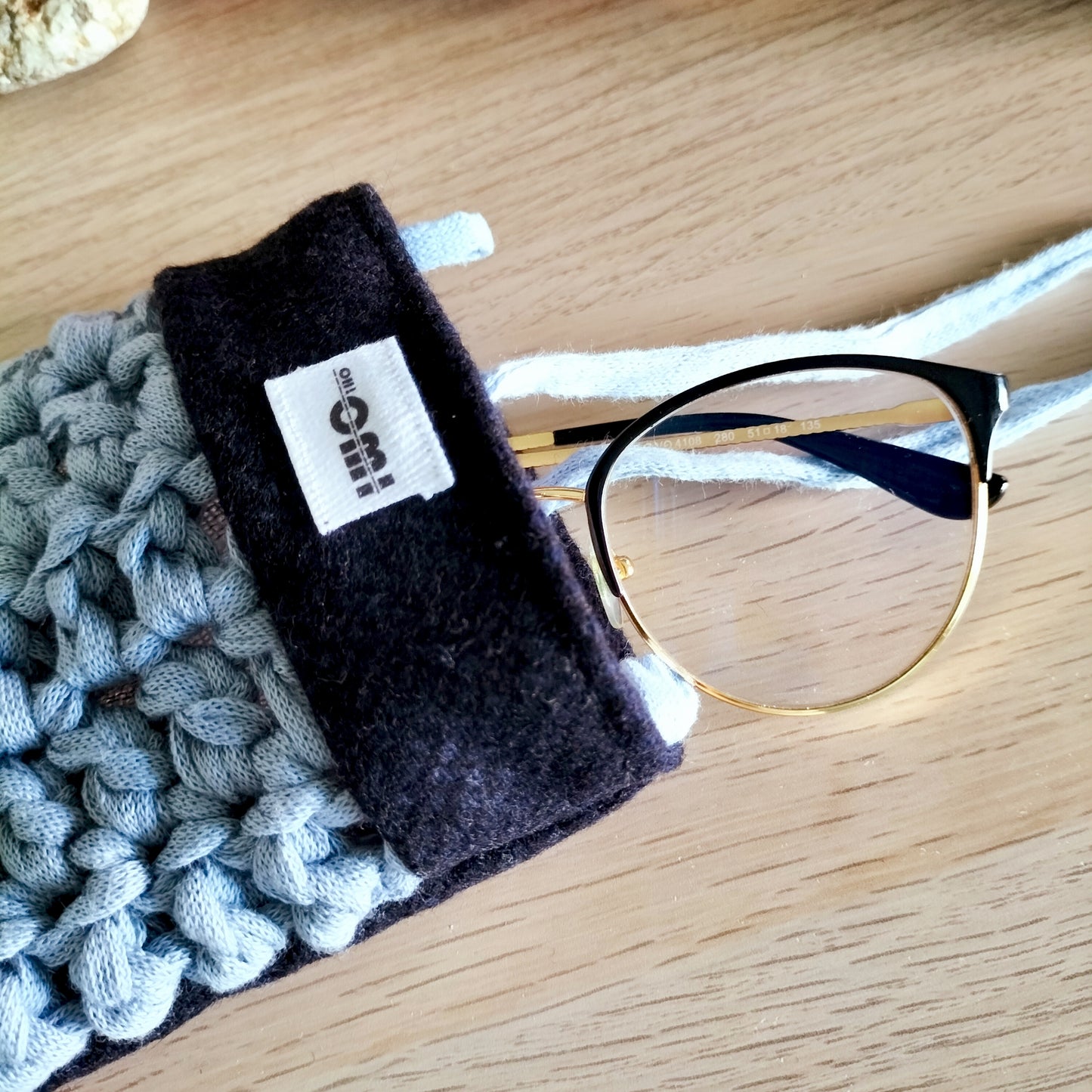 Glasses Cover Gray & Blue Crochet