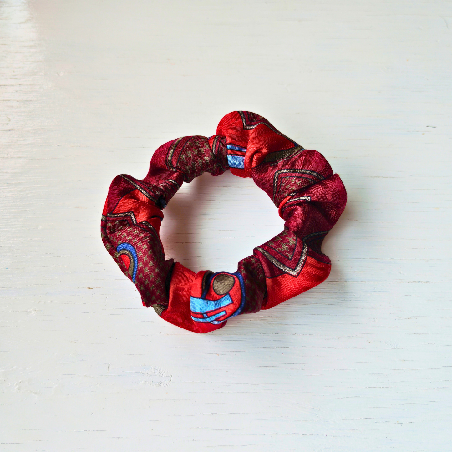 Old Bookshop - Mini 100% Silk Scrunchie Upcycled