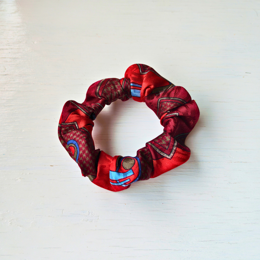 Old Bookshop - Mini 100% Silk Scrunchie Upcycled