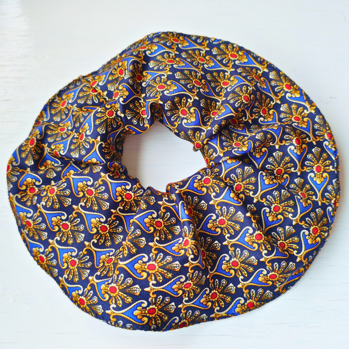 Dark Academia- Medium 100% Silk Scrunchie Upcycled