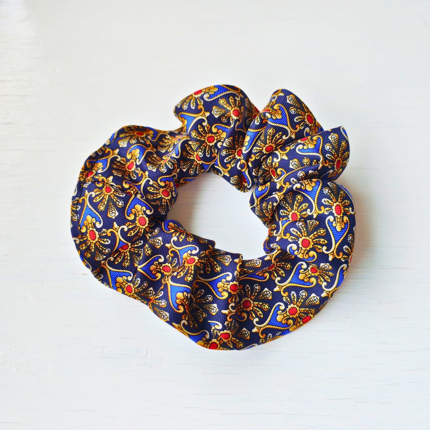 Dark Academia - Small 100% Silk Scrunchie Upcycled