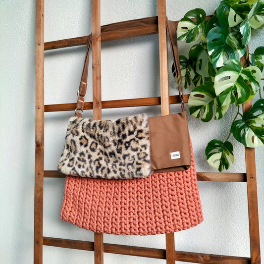 Tote Bag Leopard & Orange Crochet