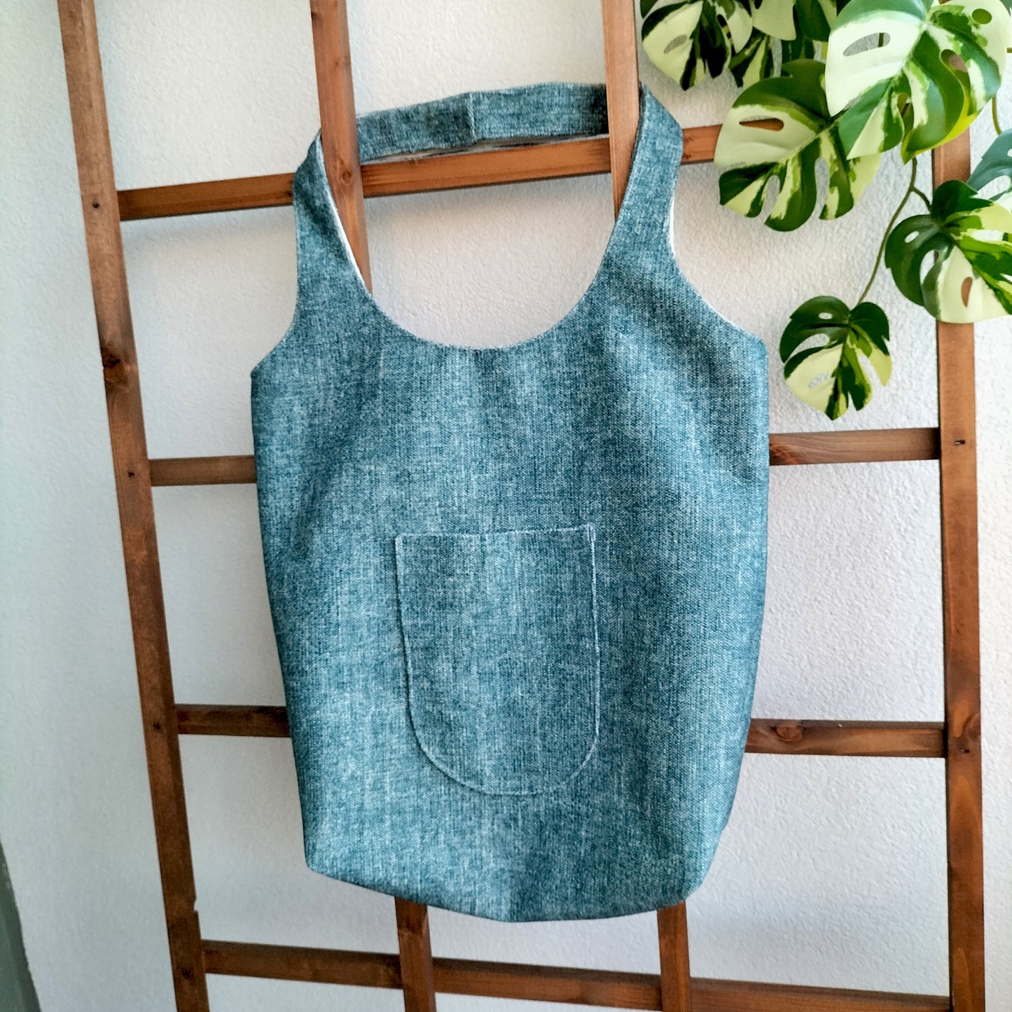 Handmade Tote Bag Boho Mermaid Blue Upcycled