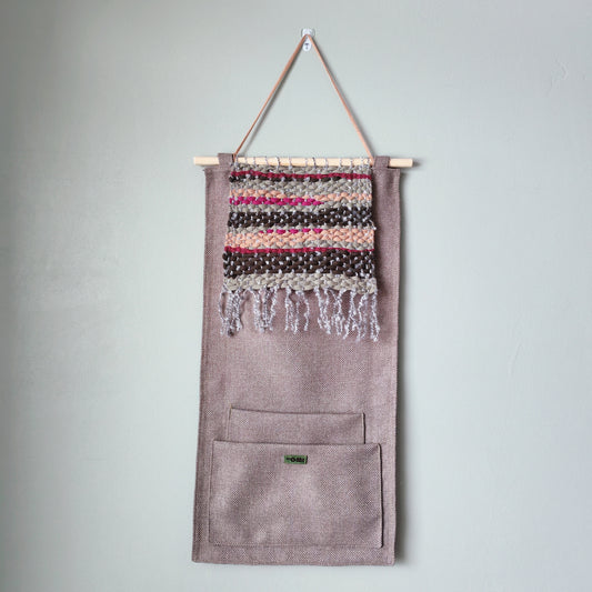 KÄTKÖ Peatbog Handwoven Wall Pocket – Nordic Textile Wall Hanging with Storage