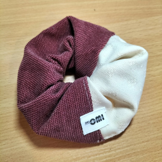 Scrunchie Beige & Burgundy