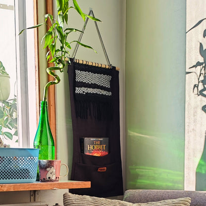 KÄTKÖ Darkness Handwoven Wall Pocket – Nordic Textile Wall Hanging with Storage