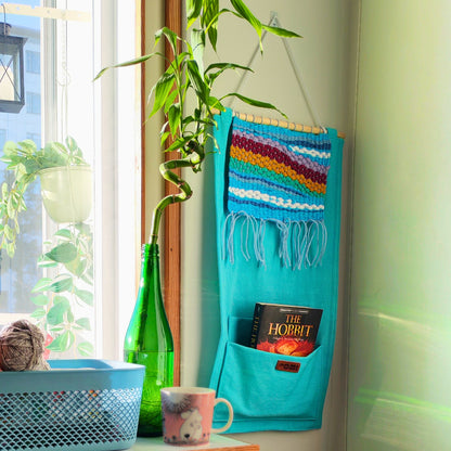 KÄTKÖ Rainbow Handwoven Wall Pocket – Nordic Textile Wall Hanging with Storage