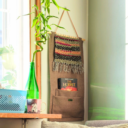 KÄTKÖ Peatbog Handwoven Wall Pocket – Nordic Textile Wall Hanging with Storage