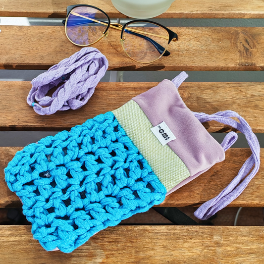 Glasses Cover Blues & Violet & Green Crochet