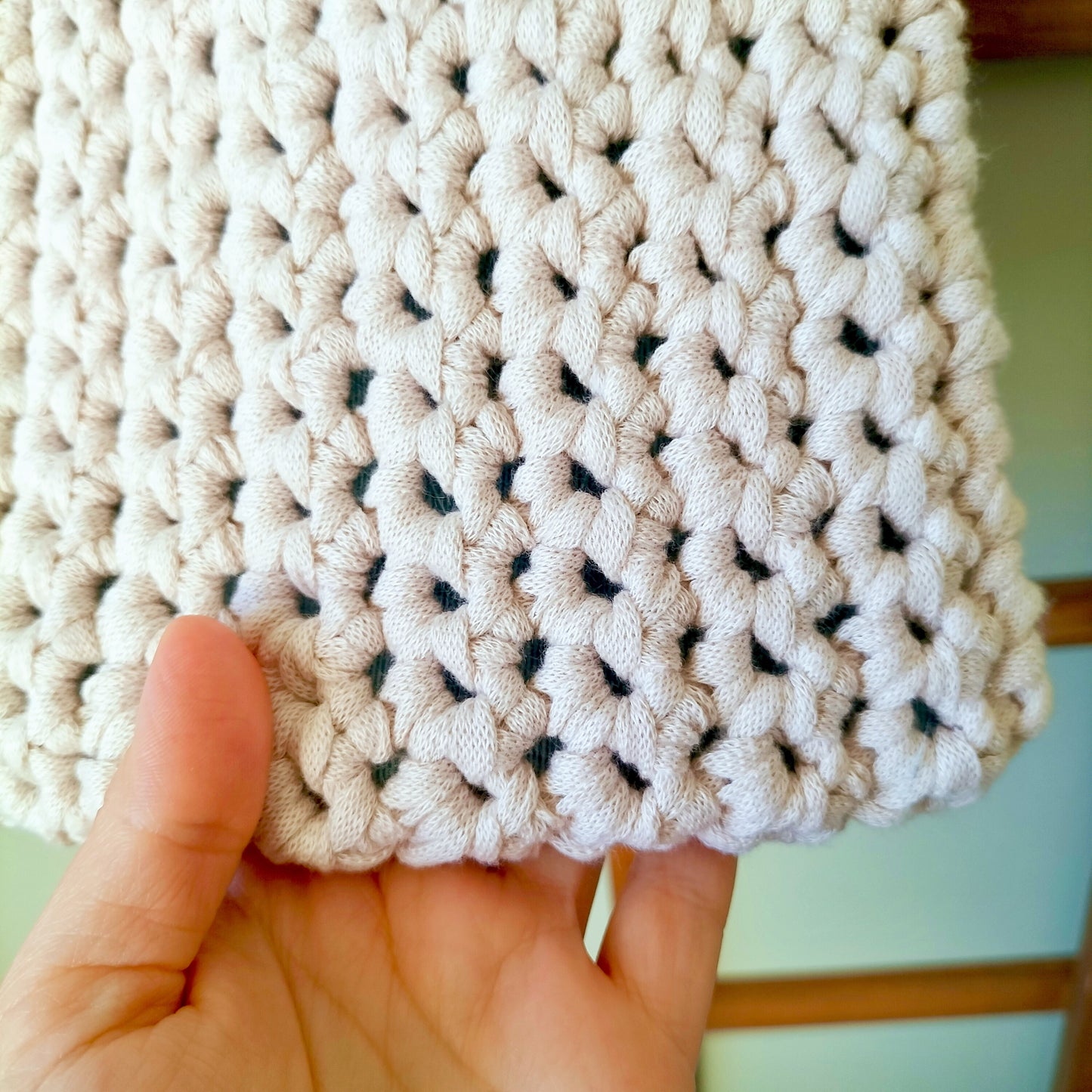 Big Tote Bag Floral & Beige Crochet