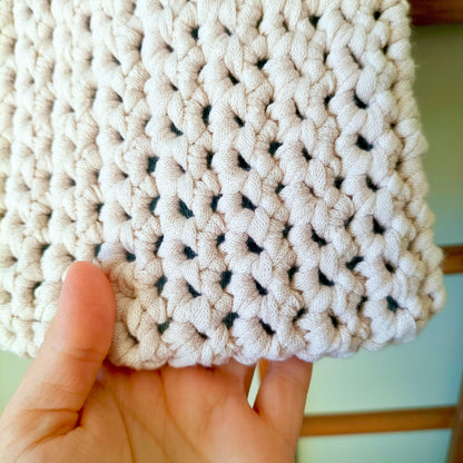 Big Tote Bag Floral & Beige Crochet