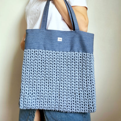 Big Tote Bag Navy Crochet