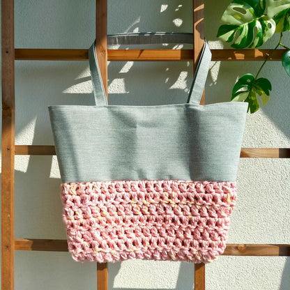 Tote Bag Peach & Gray