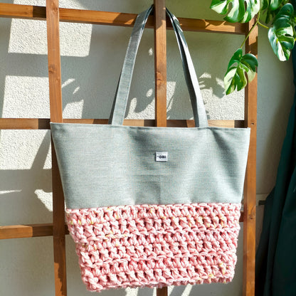 Tote Bag Peach & Gray