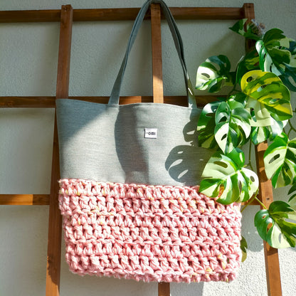 Tote Bag Peach & Gray