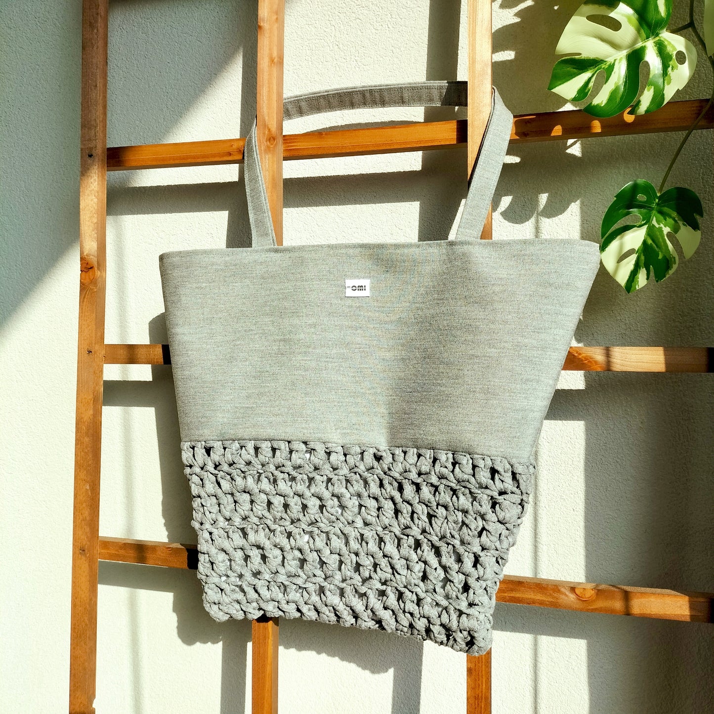 Tote Bag Gray Crochet