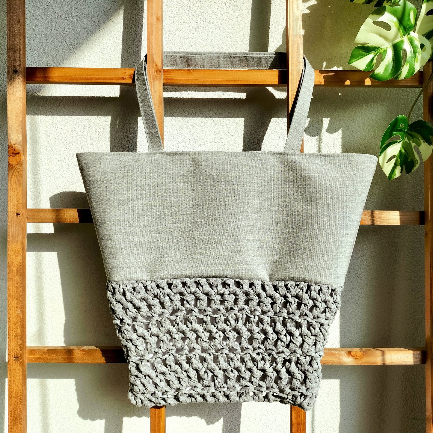 Tote Bag Gray Crochet