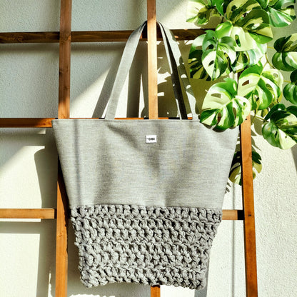 Tote Bag Gray Crochet