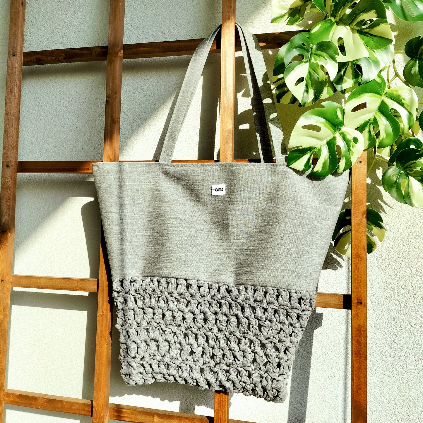 Tote Bag Gray Crochet