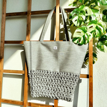 Tote Bag Gray Crochet