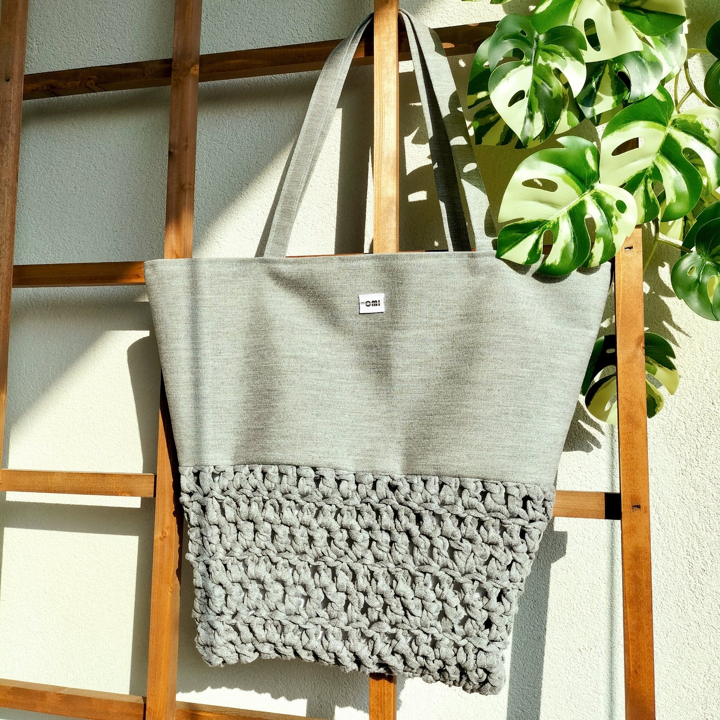 Tote Bag Gray Crochet