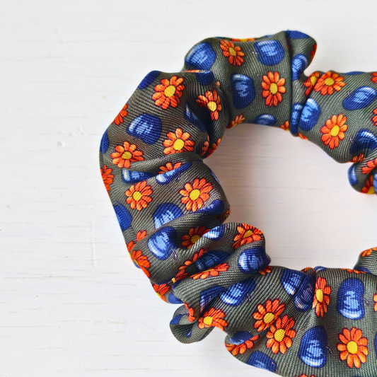 Strange Bloom - Mini 100% Silk Scrunchie Upcycled