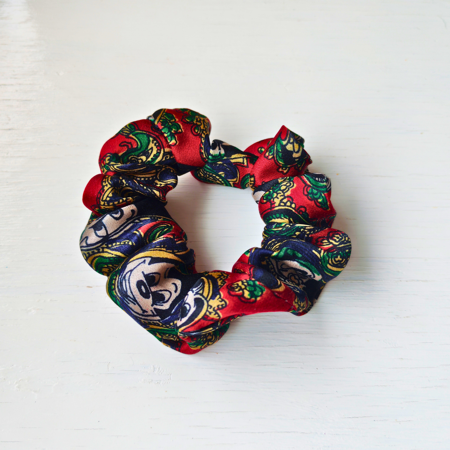 Plot Twist - Small 100% Silk Scrunchie Upcycled