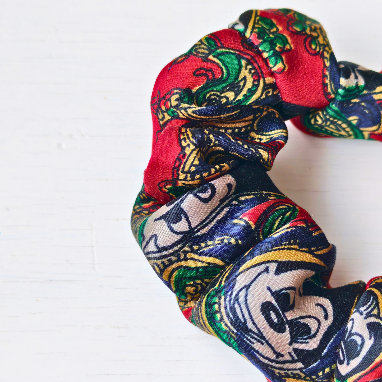 Plot Twist - Small 100% Silk Scrunchie Upcycled
