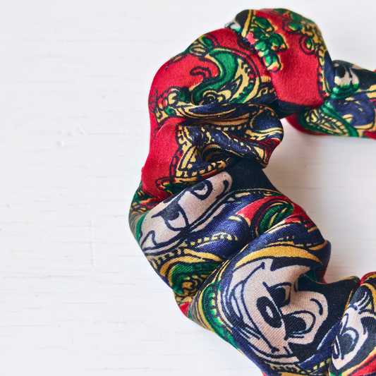 Plot Twist - Small 100% Silk Scrunchie Upcycled