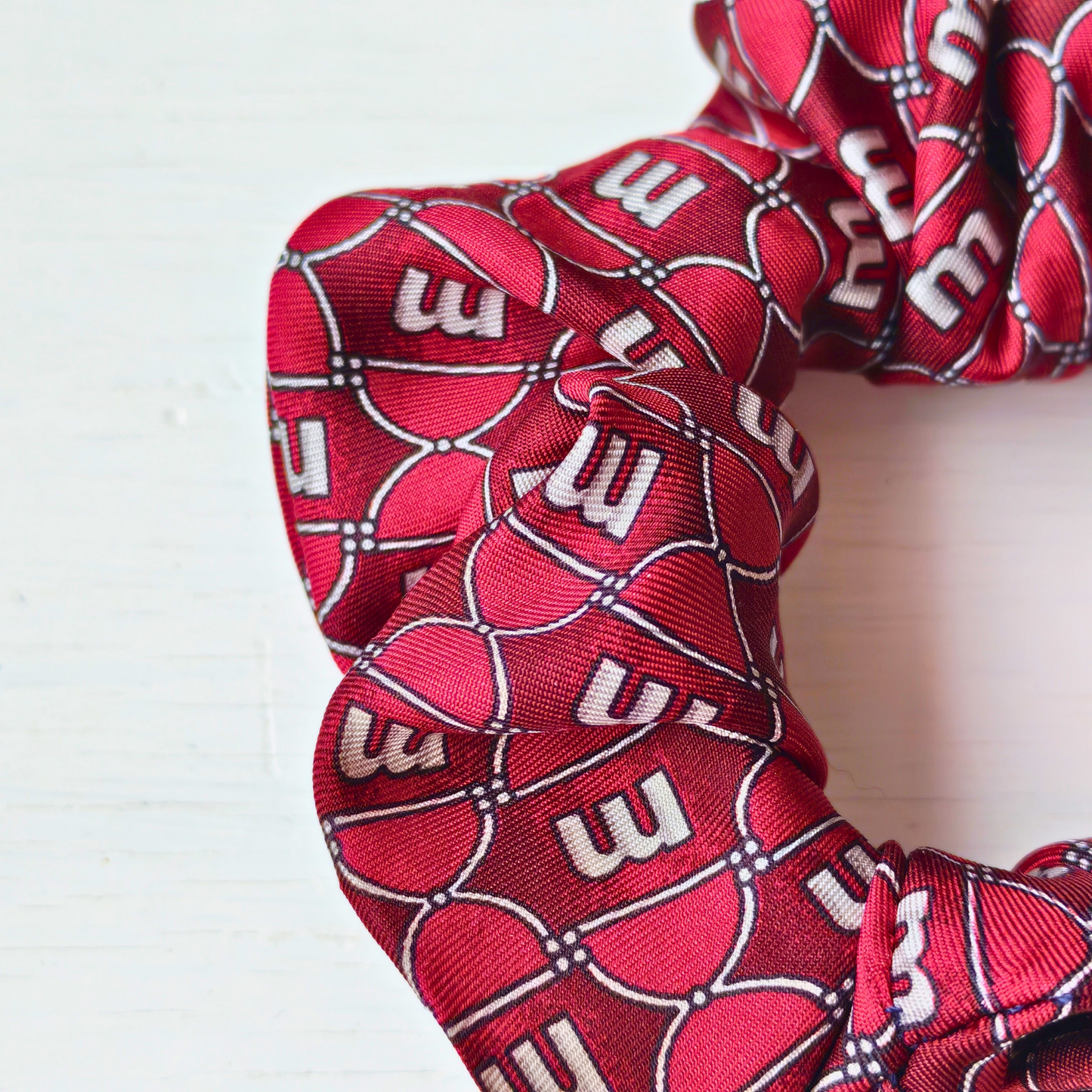 The Gentleman - Medium 100% Silk Scrunchie Upcycled