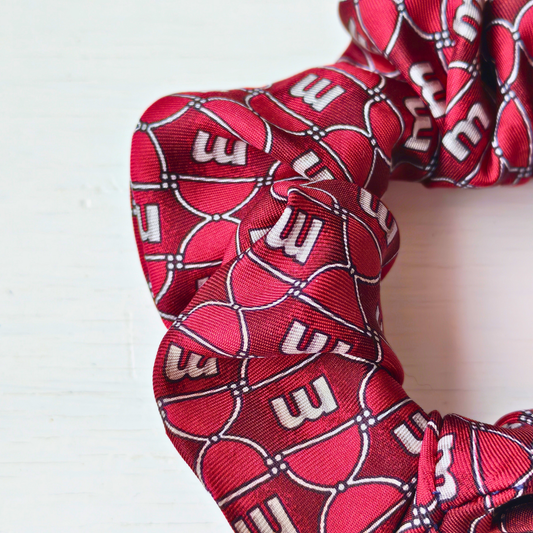 The Gentleman - Medium 100% Silk Scrunchie Upcycled