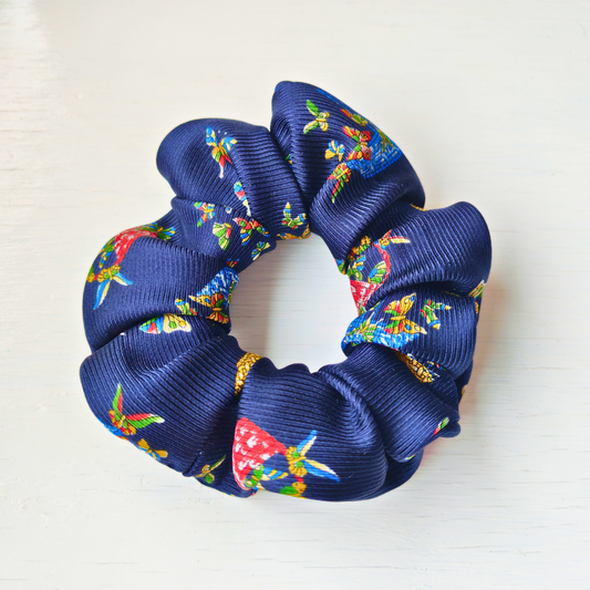 The Last Summer - Medium 100% Silk Scrunchie Upcycled