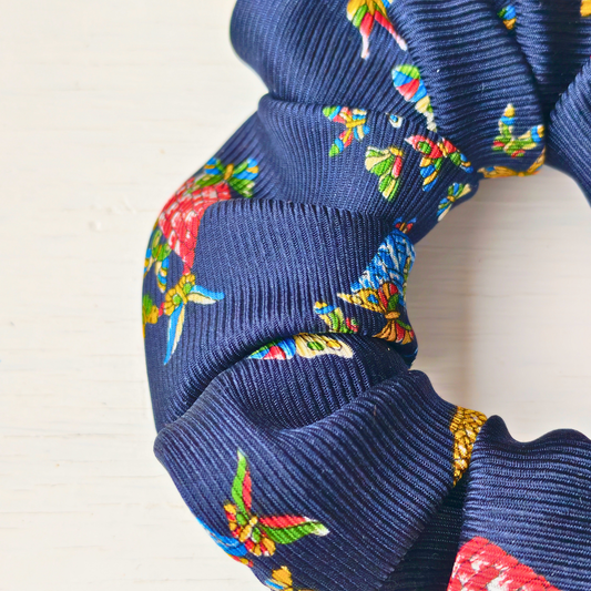The Last Summer - Medium 100% Silk Scrunchie Upcycled