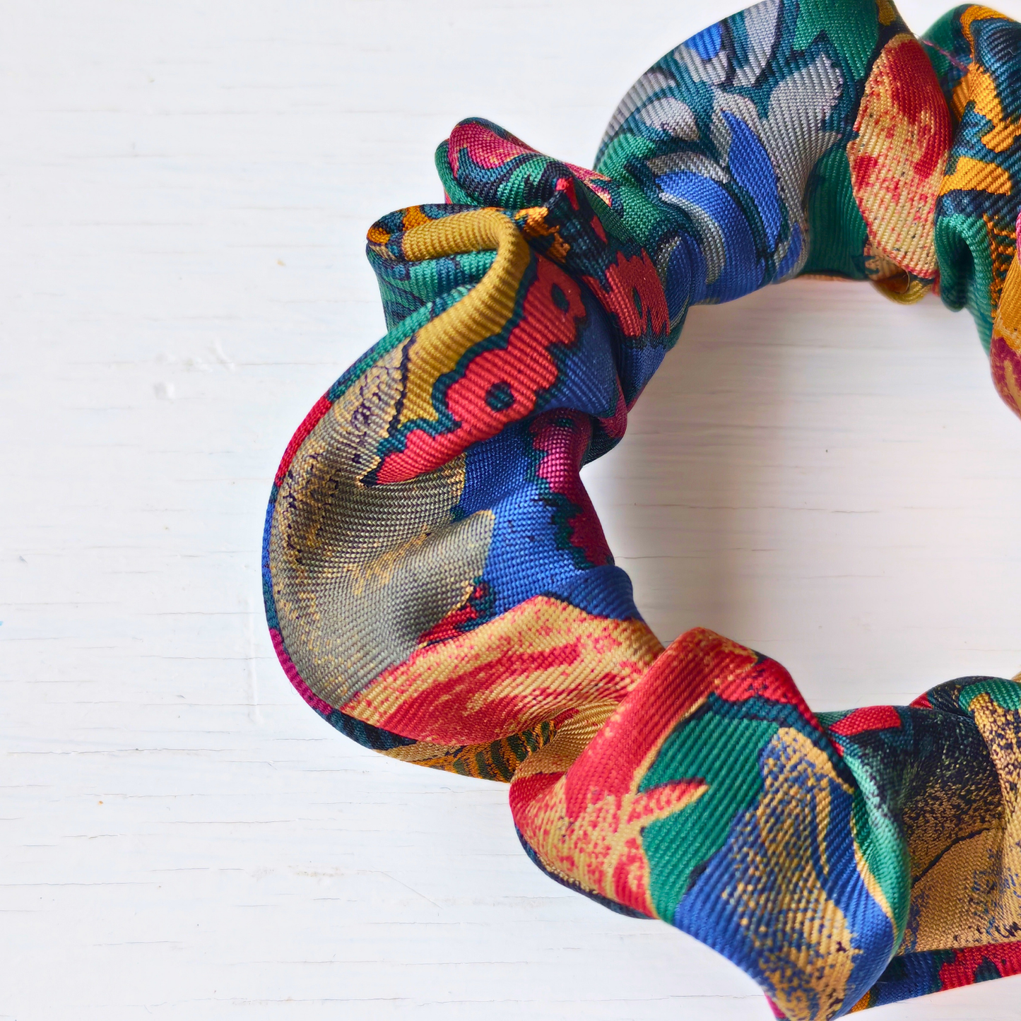 Antique Market - Mini 100% Silk Scrunchie Upcycled