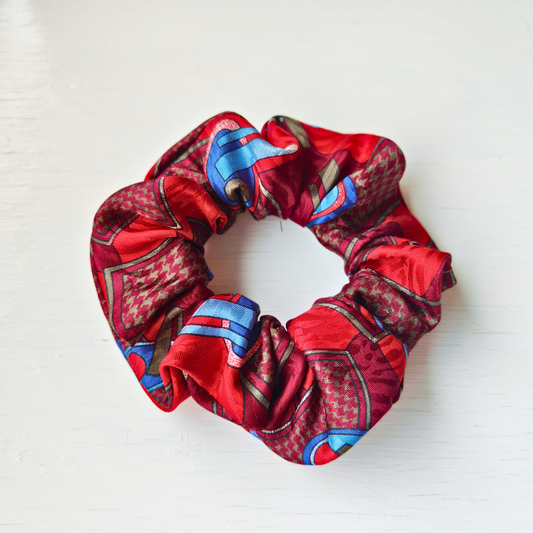 Old Bookshop - Medium 100% Silk Scrunchie Upcycled
