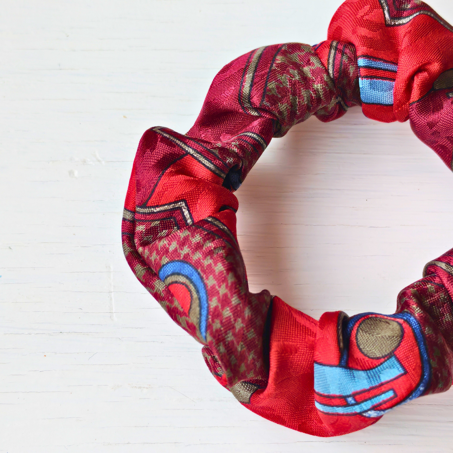 Old Bookshop - Mini 100% Silk Scrunchie Upcycled