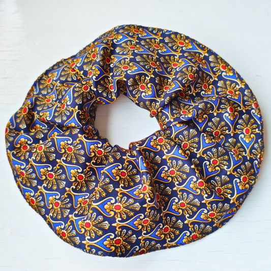 Dark Academia- Medium 100% Silk Scrunchie Upcycled