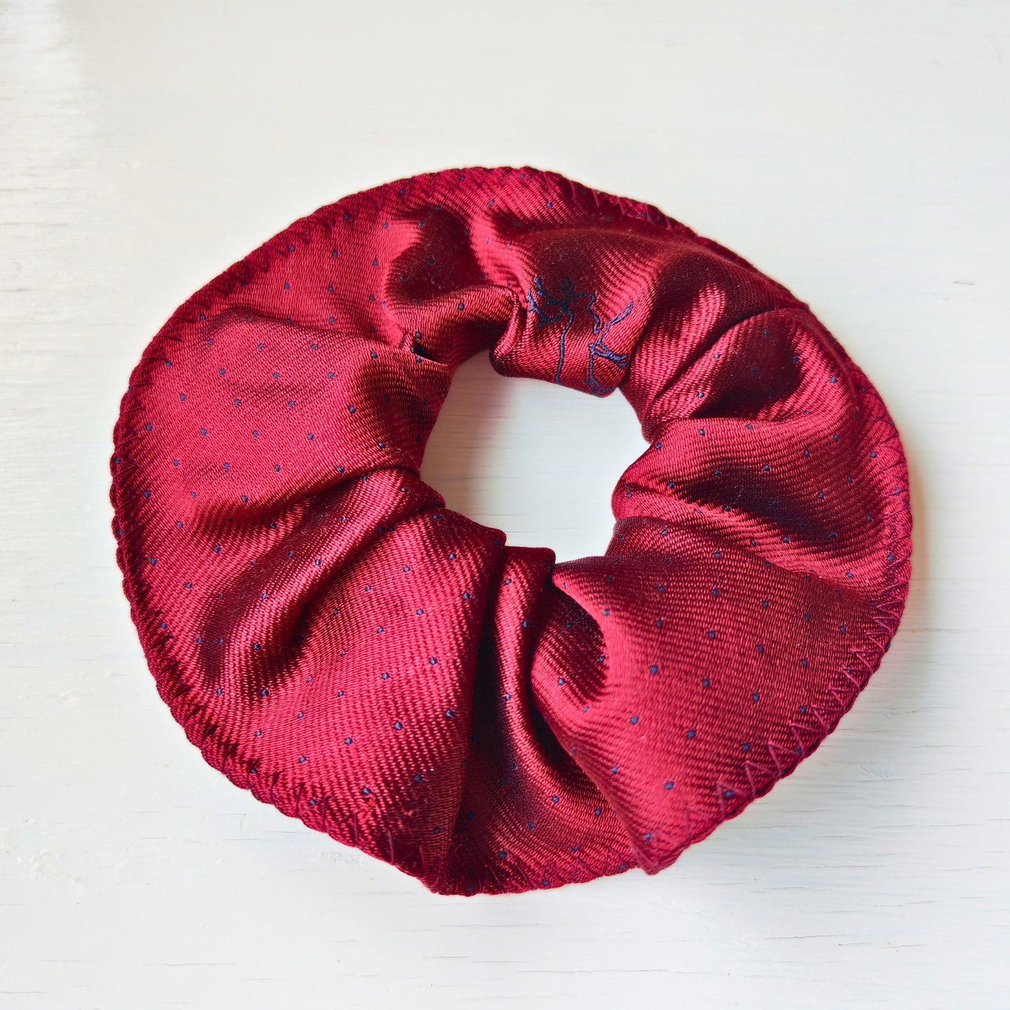 The Lounge - Medium 100% Silk Scrunchie Burgundy Upcycled