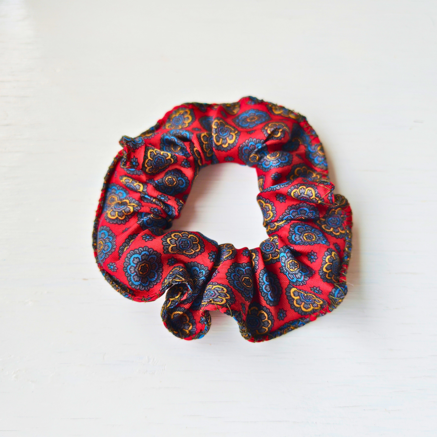 Candlelit Room - Small 100% Silk Scrunchie Upcycled
