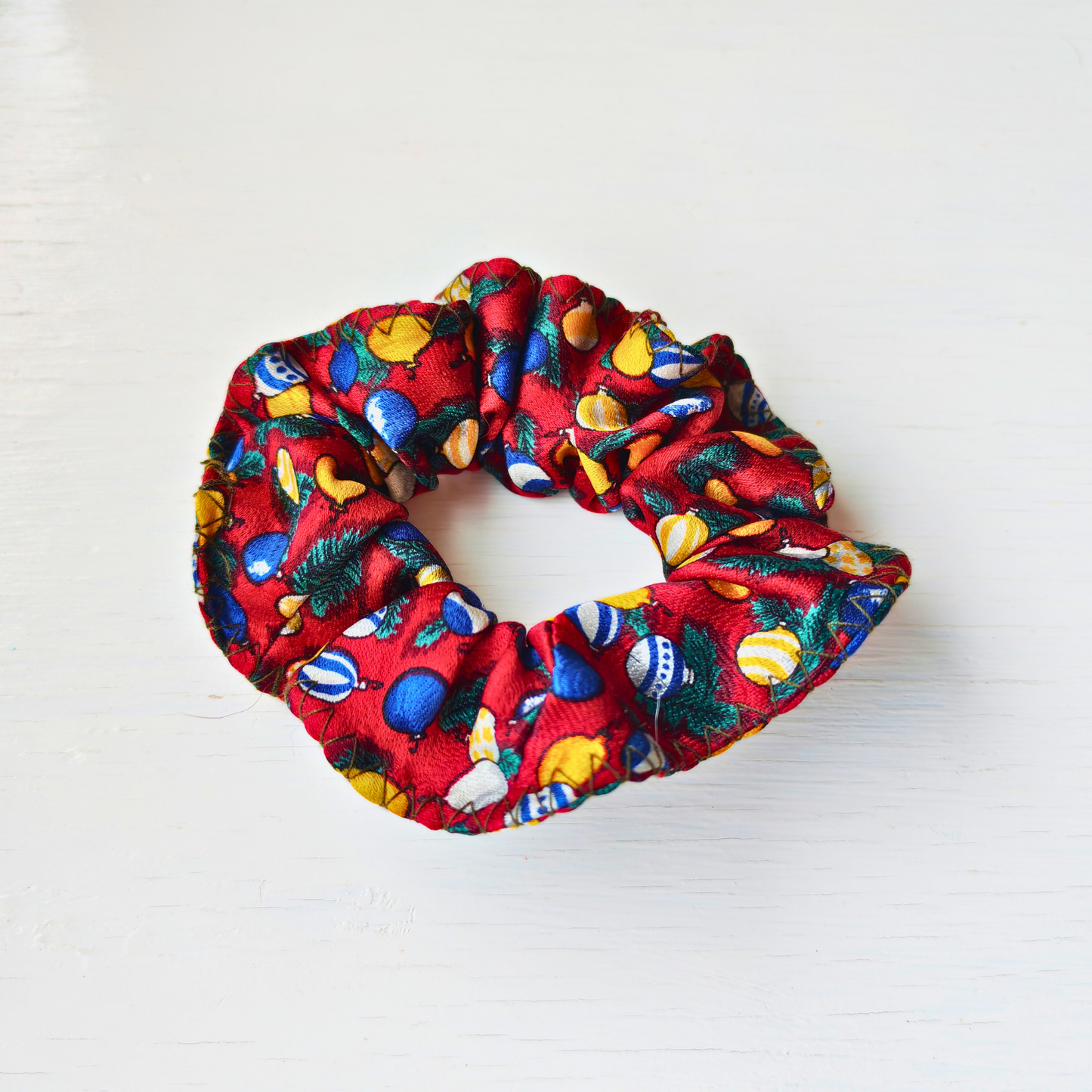 Pine Needle - Small 100% Silk Scrunchie Upcycled