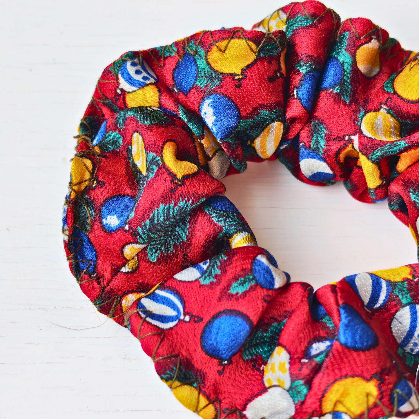 Pine Needle - Small 100% Silk Scrunchie Upcycled