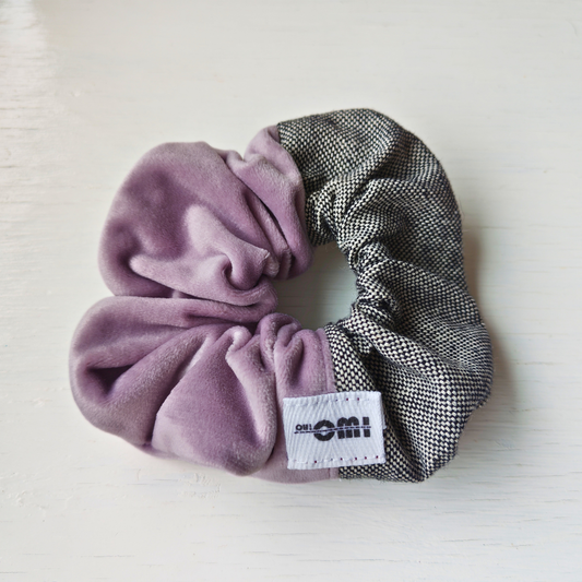 Soft & Strong - Medium Scrunchie Violet & Gray Upcycled