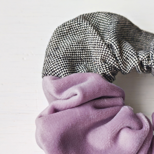 Soft & Strong - Medium Scrunchie Violet & Gray Upcycled