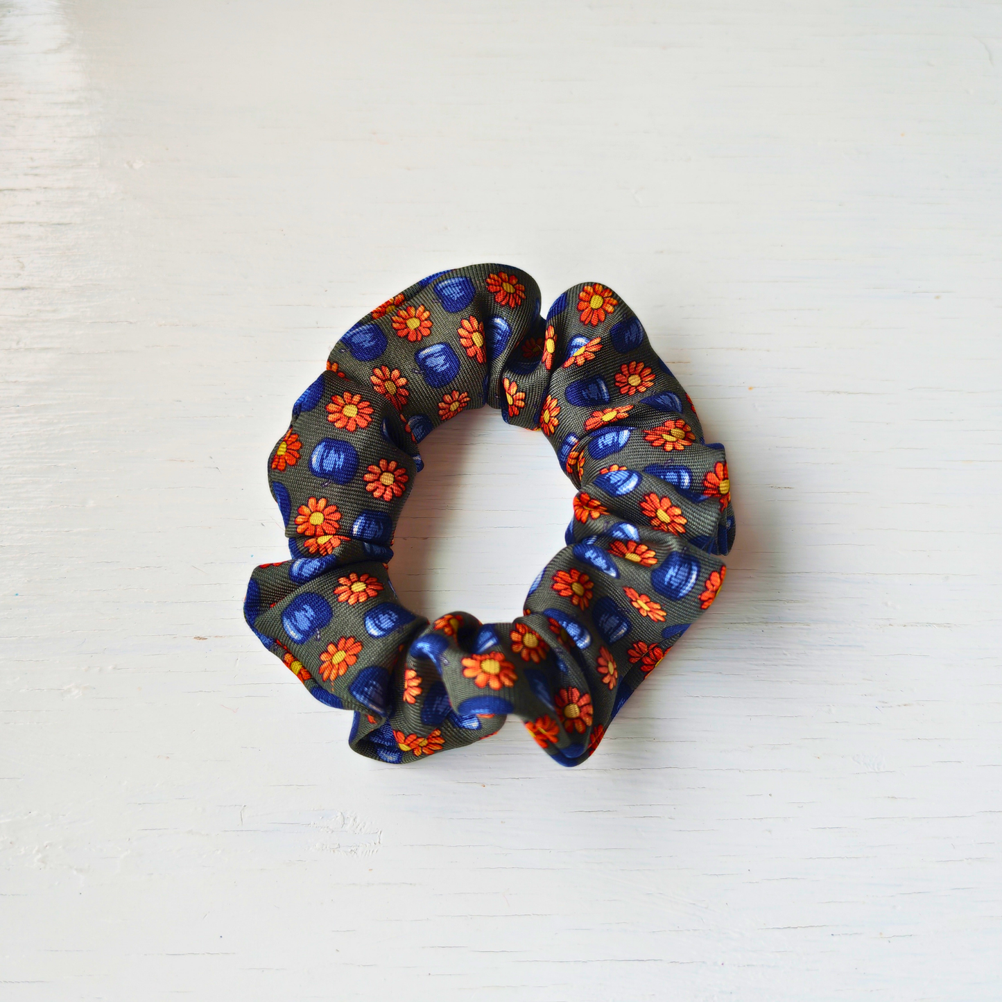 Strange Bloom - Mini 100% Silk Scrunchie Upcycled