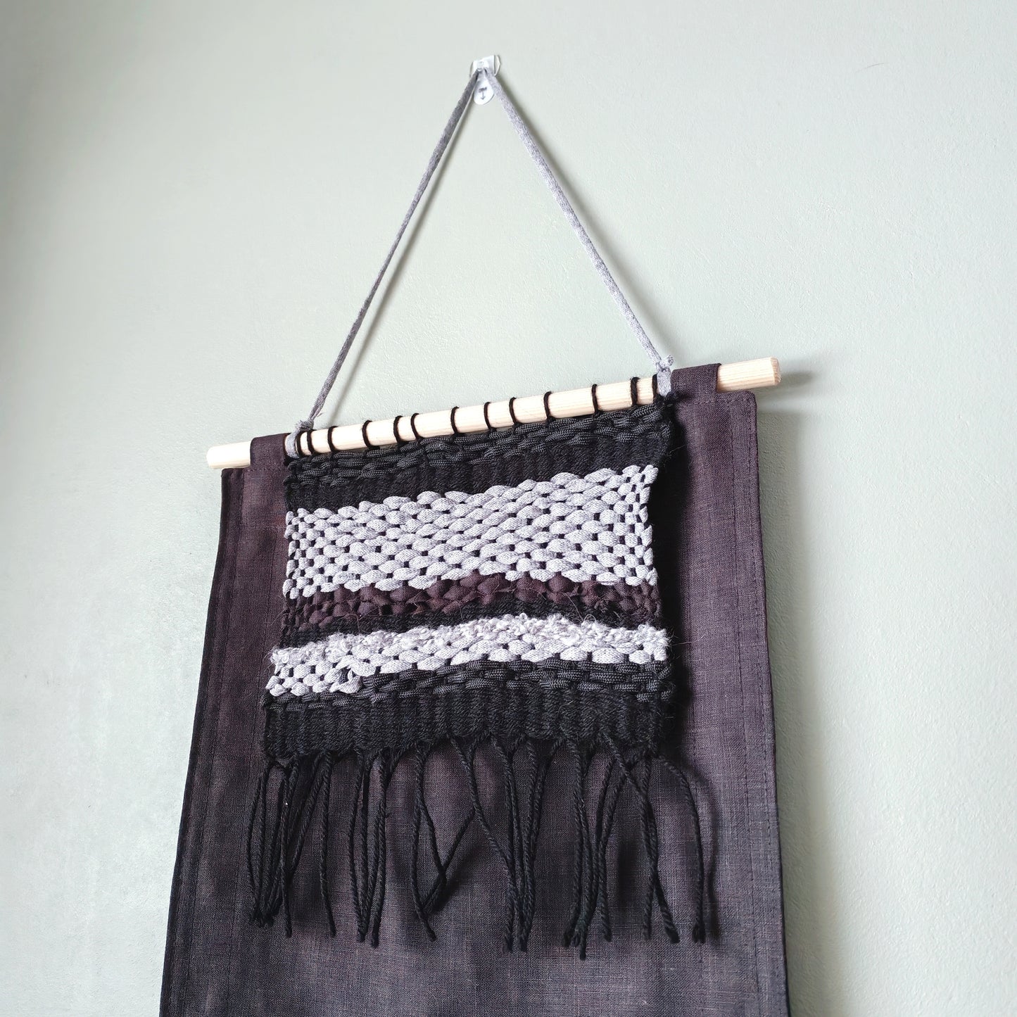KÄTKÖ Darkness Handwoven Wall Pocket – Nordic Textile Wall Hanging with Storage